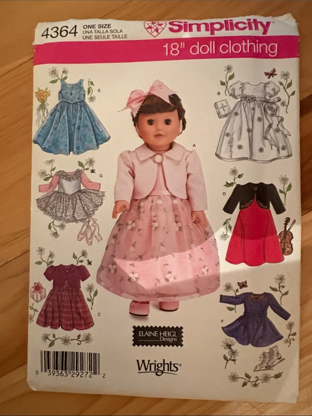 Simplicity Doll Sewing Pattern - Pink Floral Party Dress with Jacket